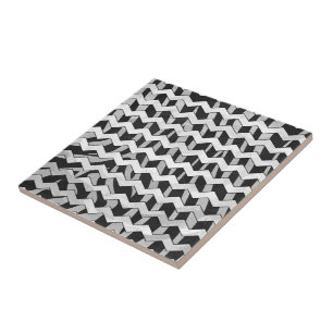 Carreau Modèle Chevron noir et gris Zebra