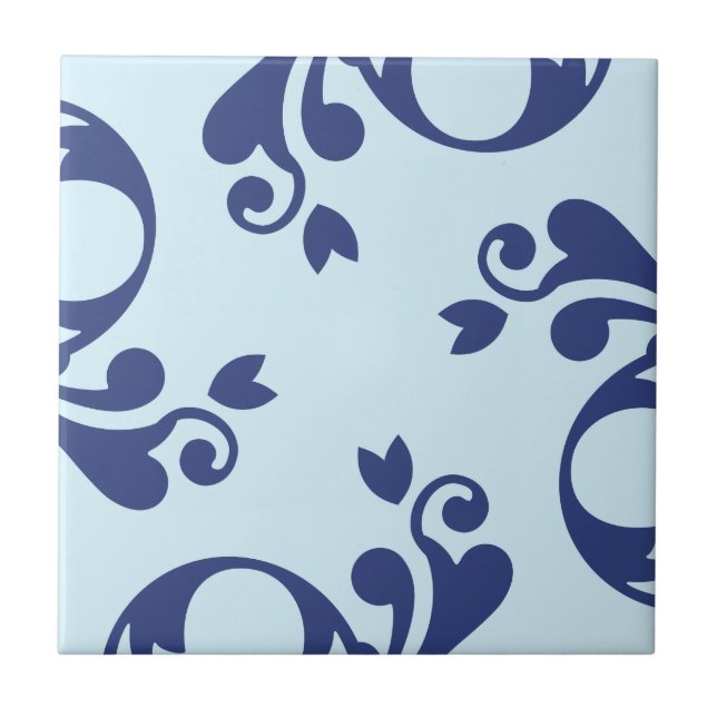 Carreau Modèle Damas, Damas bleu, Damas français (Devant)