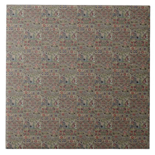 Carreau Modèle de broderie britannique vintage bleu rose