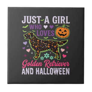 Carreau Modèle de chien citrouille fille Halloween Retriev
