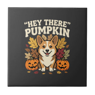 Carreau Modèle de Corgi Halloween Hey There Pumpkin