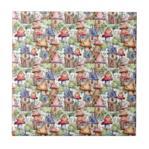 Carreau Modèle de Cottage Champignon Fantaisiste (1)