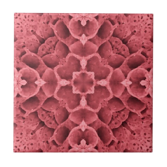 Carreau Modèle de fleur d'angle géométrique rose rose (Devant)