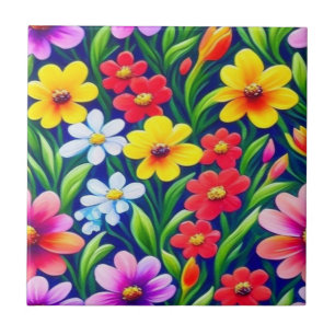 Carreau Modèle floral coloré