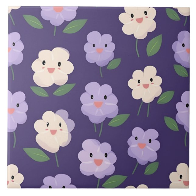 Carreau Modèle Floral Cute Kawaii (Devant)