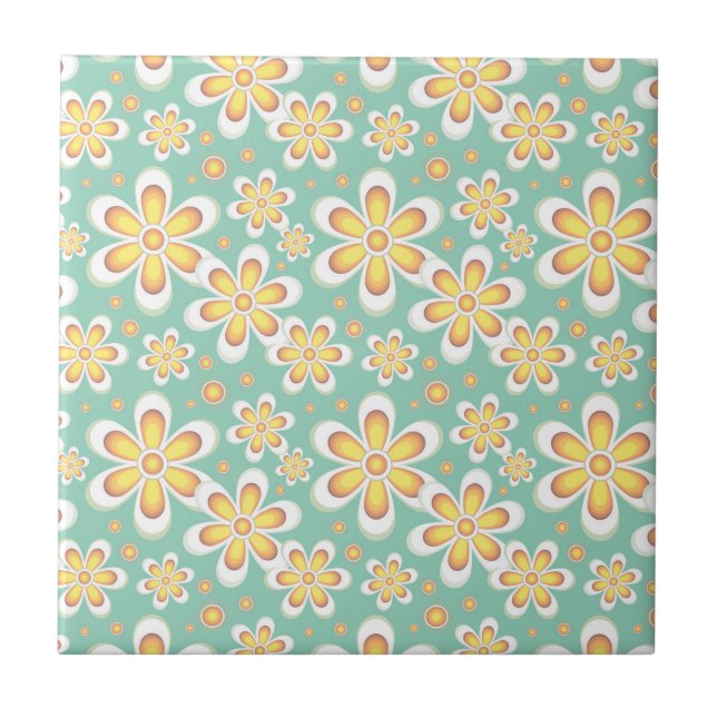 Carreau Modèle floral jaune (Devant)