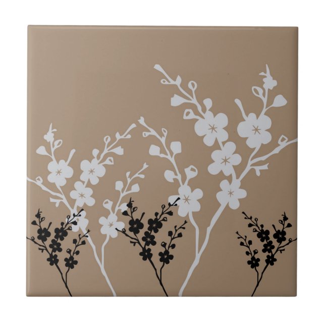 Carreau Modèle floral noir et blanc (Devant)