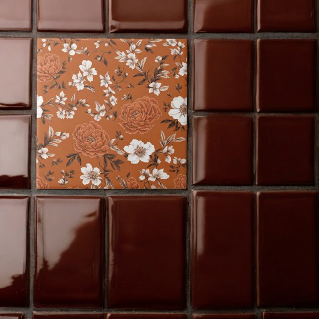 Carreau Modèle Floral Orange Brûlé (Créateur téléchargé)