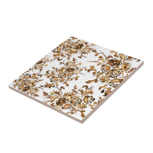 Carreau Modèle floral portugais d'or