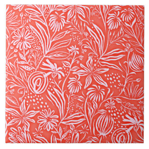 Carreau Modèle floral préféré, rouge,