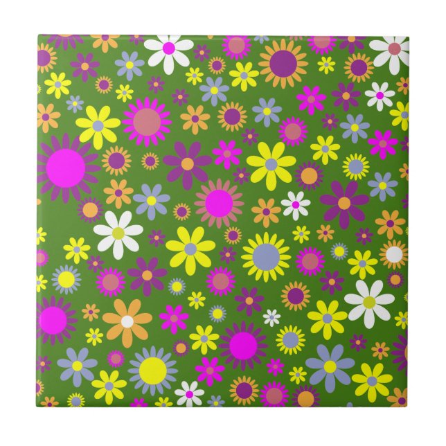 Carreau Modèle floral rétro - Papier peint à fleurs des an (Devant)