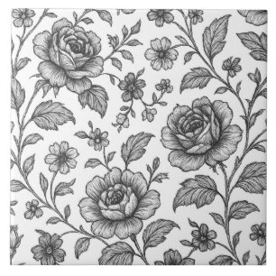 Carreau Modèle Floral Rose vintage