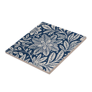 Carreau Modèle Floral Vintage bleu et blanc