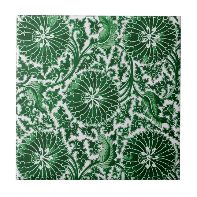 Carreau Modèle floral vintage vert (Devant)