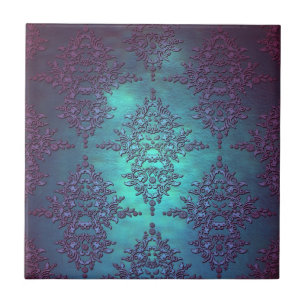 Carreau Modèle Turquoise à pourpre damassé