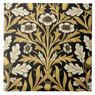 Carreau Modèle William Morris Vintage Or Chêne Noir