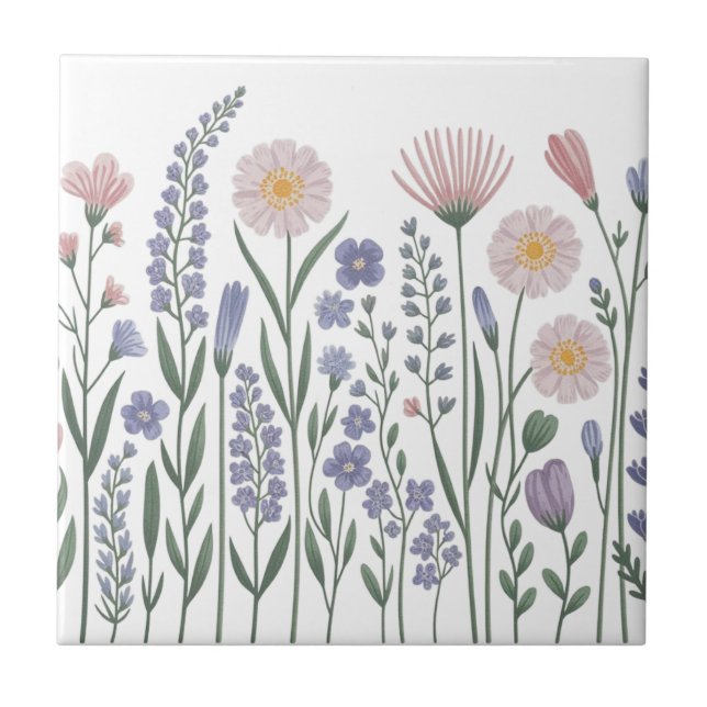 Carreau Modern elegant cute girly simple wildflowers  (Devant)