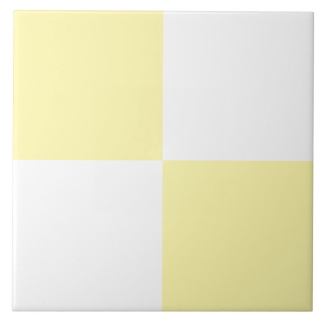 Carreau Modern Pastel Yellow White Checkered Ceramic Tile (Devant)