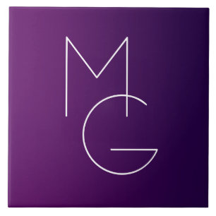 Carreau Moderne 2 Initiales   Ombre subtile violet profond