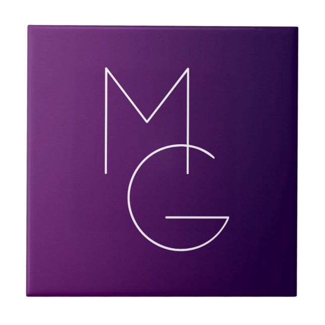 Carreau Moderne 2 Initiales | Ombre subtile violet profond (Devant)