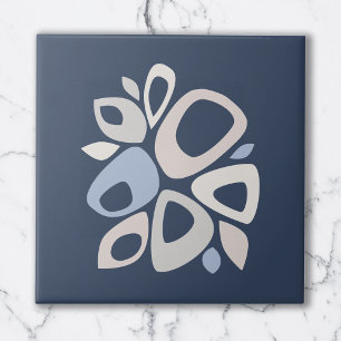 Carreau Moderne Abstrait Bleu Nuit Gris