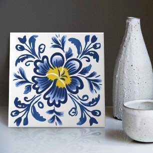 Carreau Moderne Azulejo Bleu Jaune Portugais Lisbonne