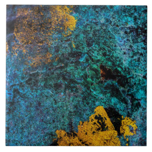 Carreau Moderne Cuivre Métallisé Bleu Or