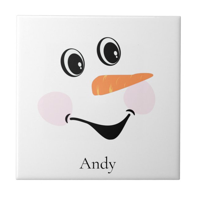 Carreau Moderne Cute Custom Smiling Snowman visage Dessous (Devant)