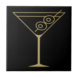 Carreau Moderne de milieu de siècle Or 2 Martini aux olive