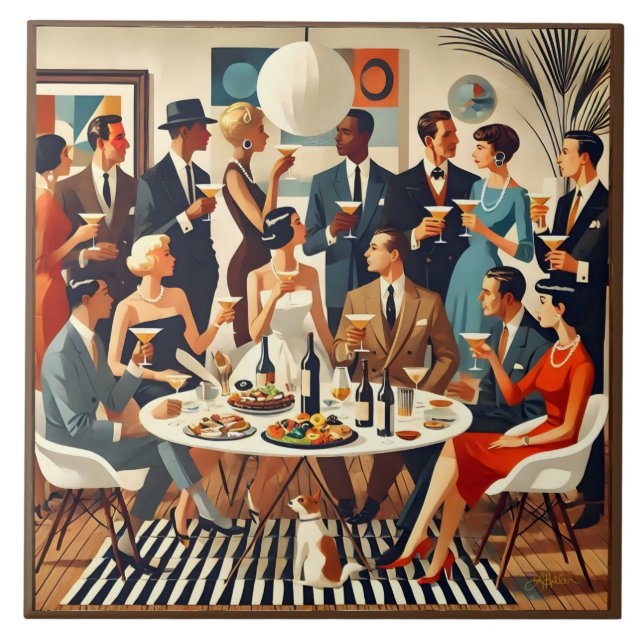 Carreau Moderne Du Milieu Du Siècle Le Martini Intellectue (Devant)