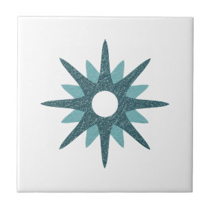 Carreau Moderne du Milieu du Siècle Simple Étoile Turquois