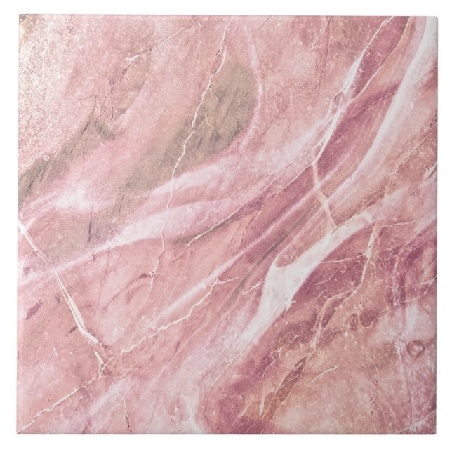 Carreau Moderne Élégant Simple Marbre Classique Dusty Rose (Devant)