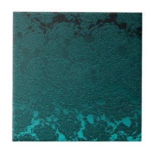 Carreau Moderne Floral Turquoise Vert foncé Motif
