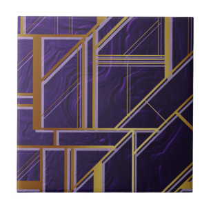 Carreau Moderne,or,art déco, violet,géomtrique,vintage,c