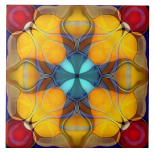 Carreau Moderne, ornemental, élégant, jaune, turquoise, ro