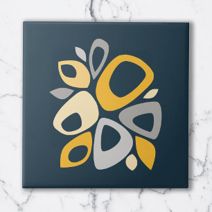Carreau Moderne Stylish Marine Mustard Jaune Abstrait