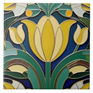 Carreau Moderniste Art Nouveau Tulipe Jaune