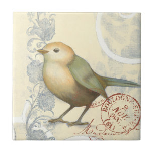 Carreau Moineau jaune et vert sur l'arrière - plan vintag