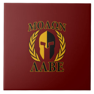 Carreau Molon Labe Spartan Mask Laurels Rouge Bourgogne