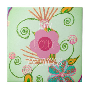 Carreau Mon XOXO Little Princess Floral Art Design d'impre