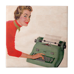 Carreau Mona et sa nouvelle machine à écrire