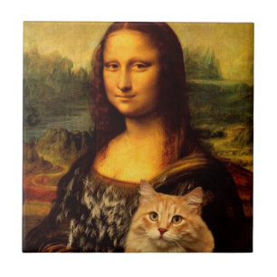 Carreau Mona Lisa avec son chat, Fourrure de chat, Amateur