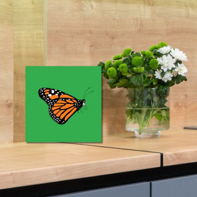 Carreau Monarque papillon illustrer orange et vert (Let this elegant monarch butterfly grace your kitchen, bathroom or other tiled space!)