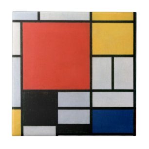 Carreau Mondrial Composition Rouge Jaune Bleu Noir