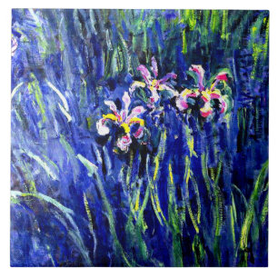 Carreau Monet - Irises, célèbre peinture florale,