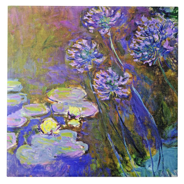 Carreau Monet - Lys d'eau et Agapanthus (Devant)