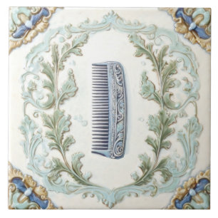 Carreau Monnaie Bleu & Blanc Peigne Coiffure Funky Salon S