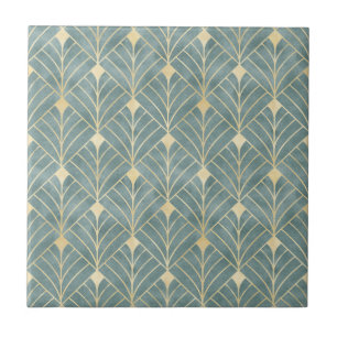 Carreau Monnaie verte, or, motif Art déco, vintage, rétro,