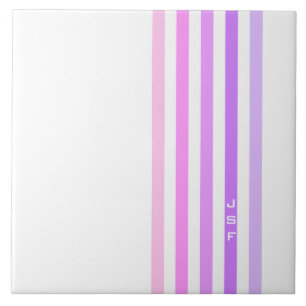 Carreau Monogramme à bandes verticales violettes et roses