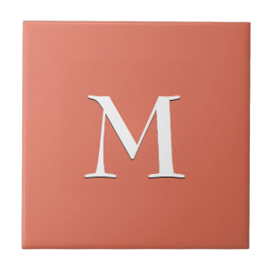 Carreau MONOGRAMME BLANC simple en terre cuite